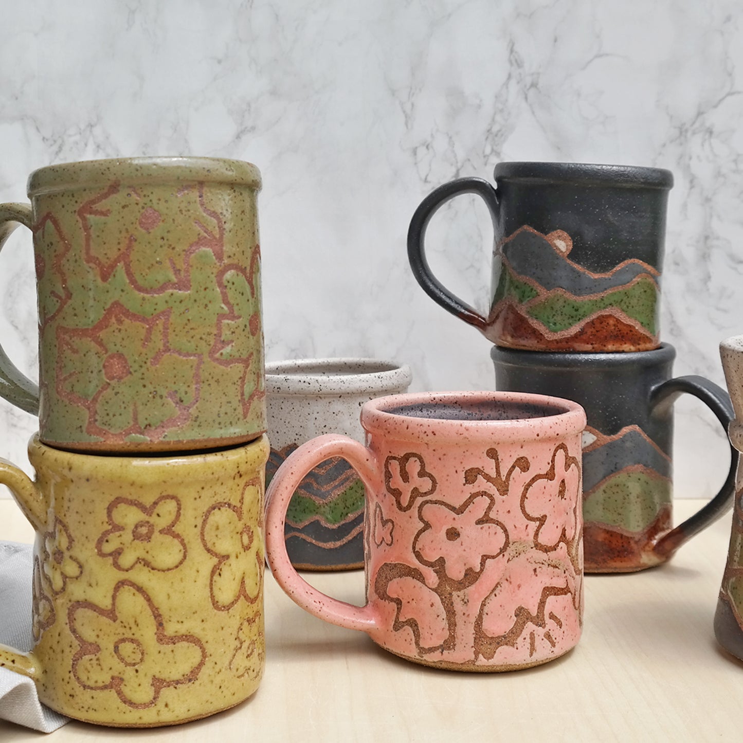 Speckled Flower Mug - Dandelion Yellow