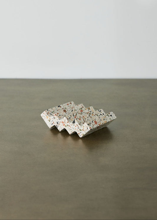 Zig-Zag Neutral Terrazzo Soap Dish