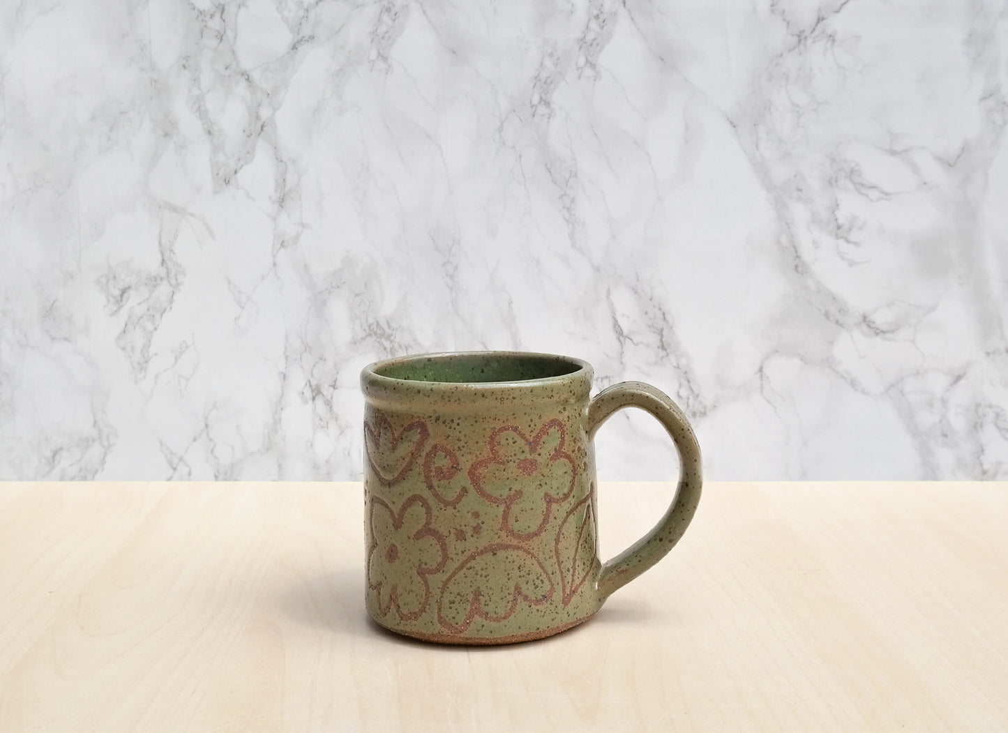 Speckled Flower Mug - Moss Green