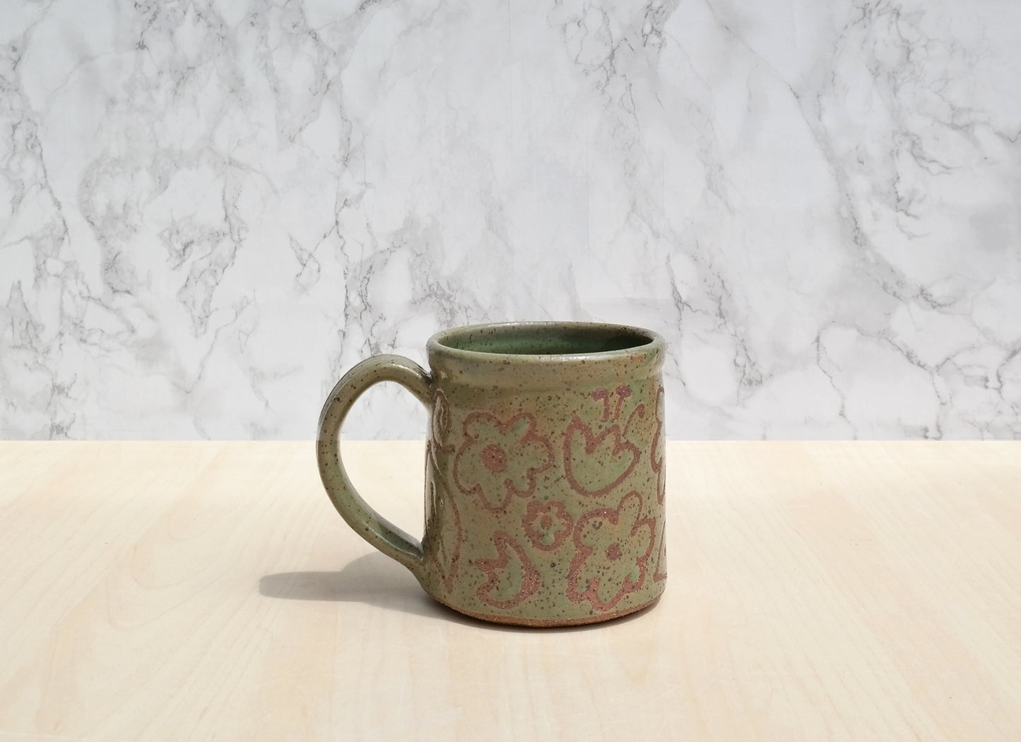 Speckled Flower Mug - Moss Green