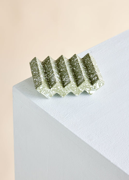 Zig-Zag Olive Green Terrazzo Soap Dish