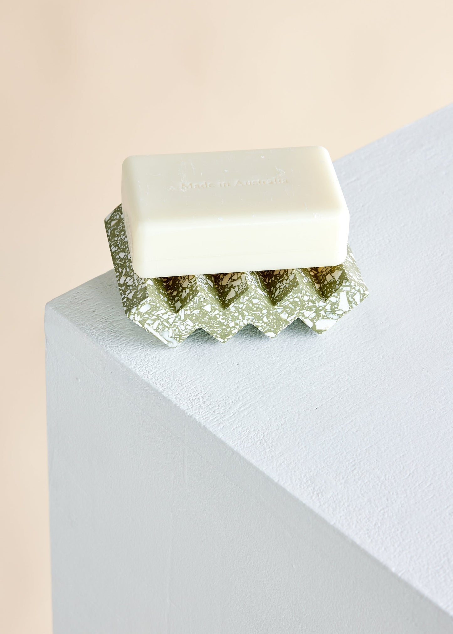 Zig-Zag Olive Green Terrazzo Soap Dish