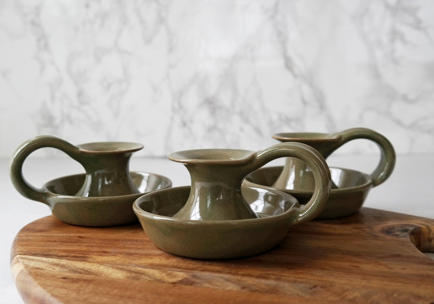 Ceramic Candle Holder - Moss Green