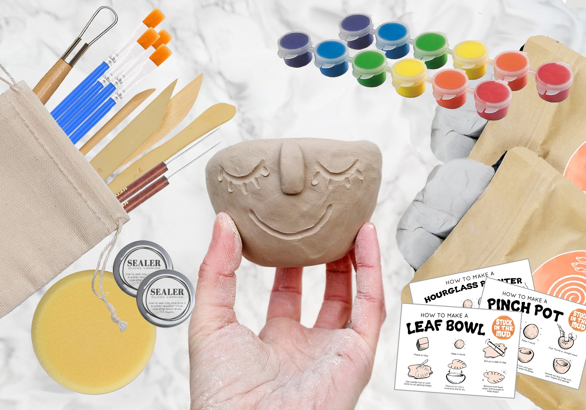 ZPAQI Multi-combination DIY Ceramic Clay Tools 65Pcs Handmade Pottery Kit  Supplies