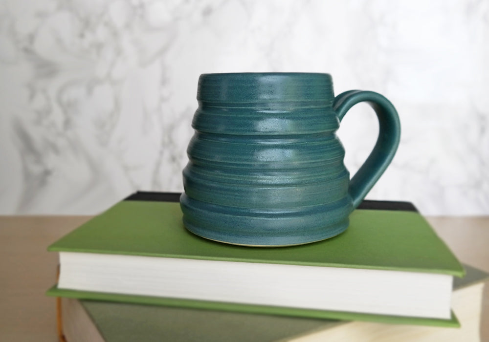 Bee Skep Pottery Mug - Ocean Blue - Stuck in the Mud Pottery