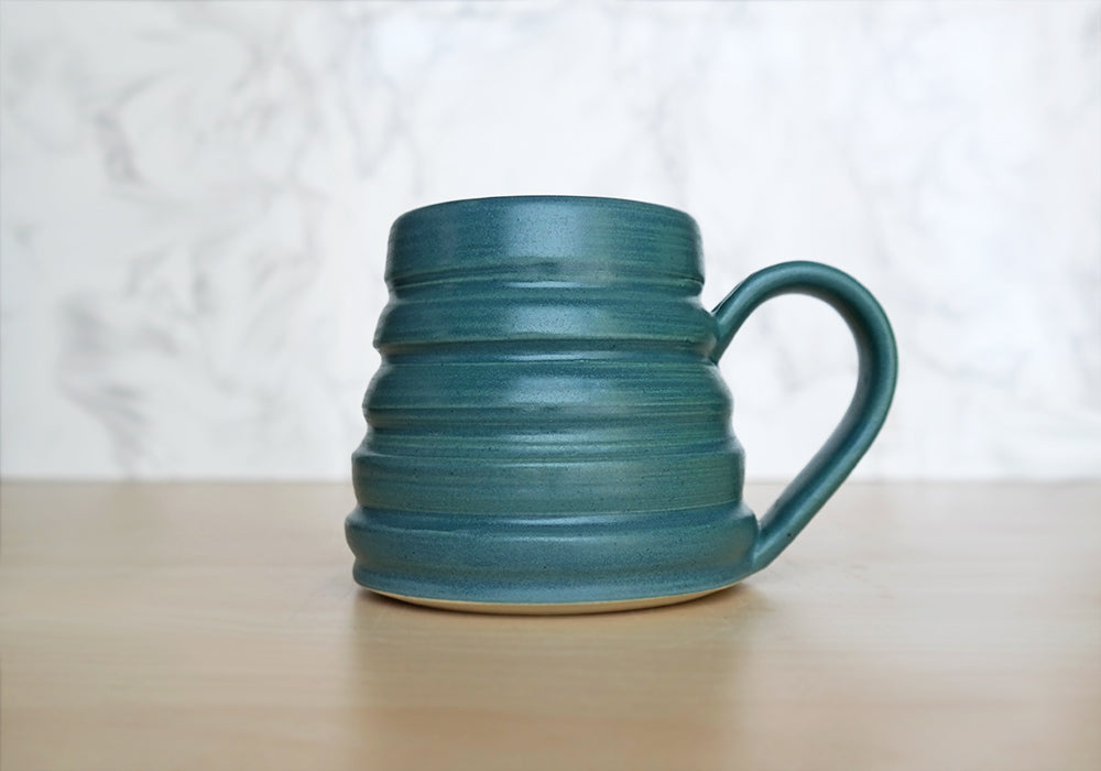 Bee Skep Pottery Mug - Ocean Blue - Stuck in the Mud Pottery