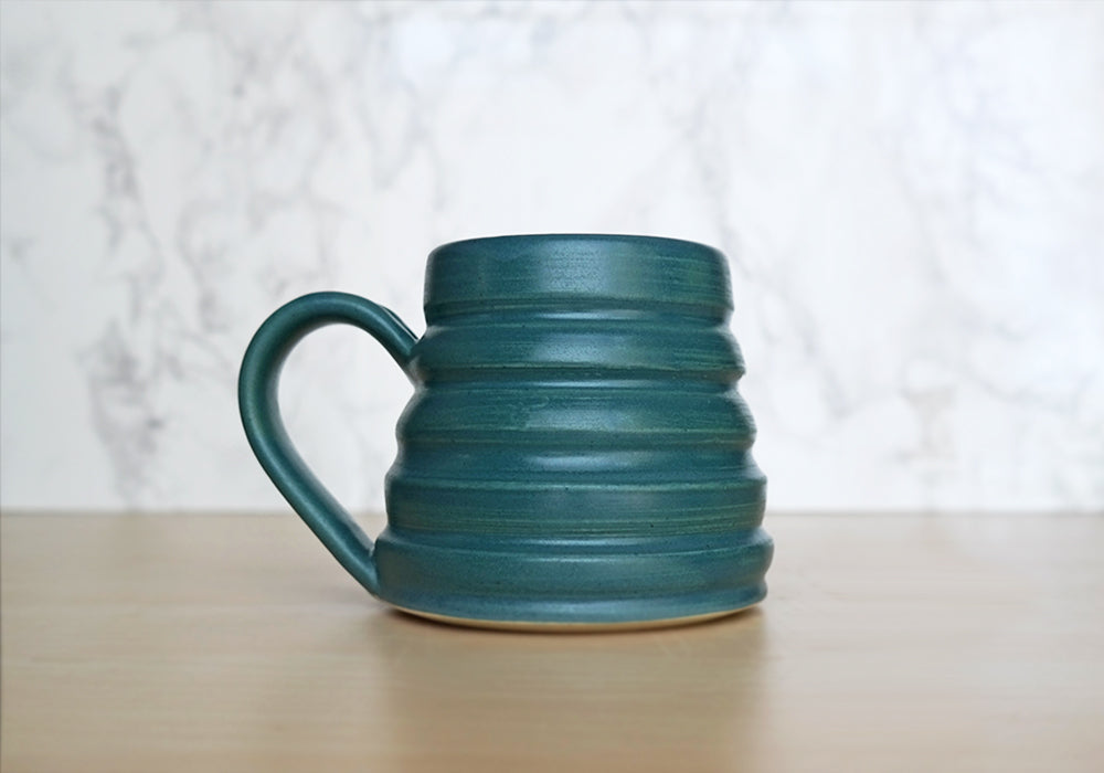 Bee Skep Pottery Mug - Ocean Blue - Stuck in the Mud Pottery