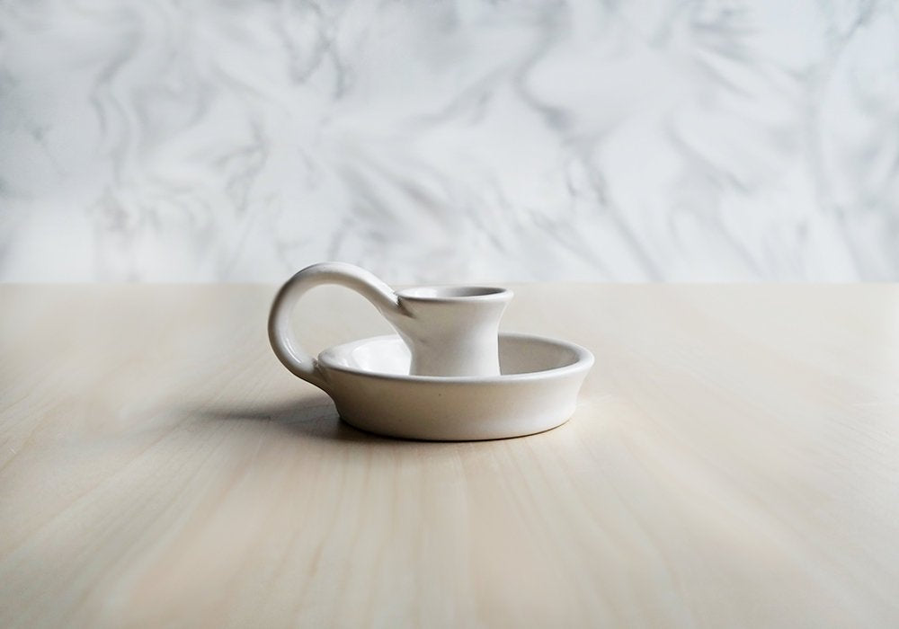 Ceramic Candle Holder - White - Stuck in the Mud Pottery