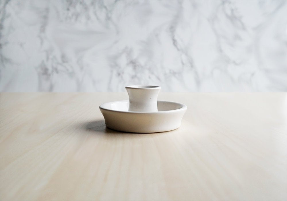 Ceramic Candle Holder - White - Stuck in the Mud Pottery