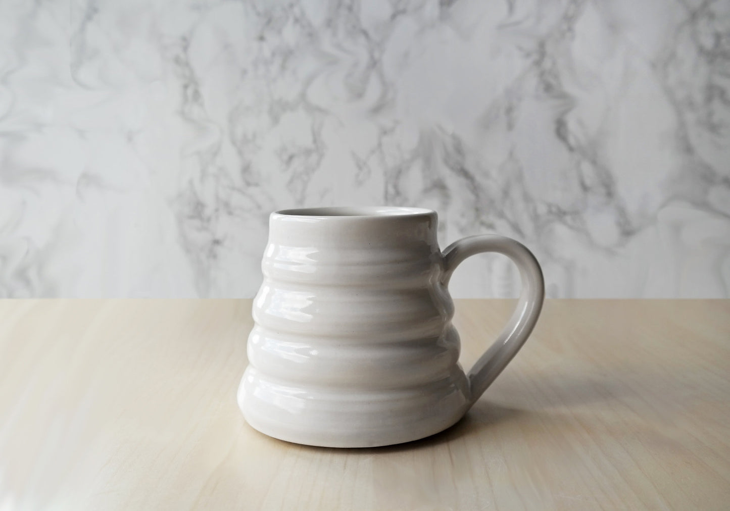 Bee Skep Pottery Mug - Dove White - Stuck in the Mud Pottery