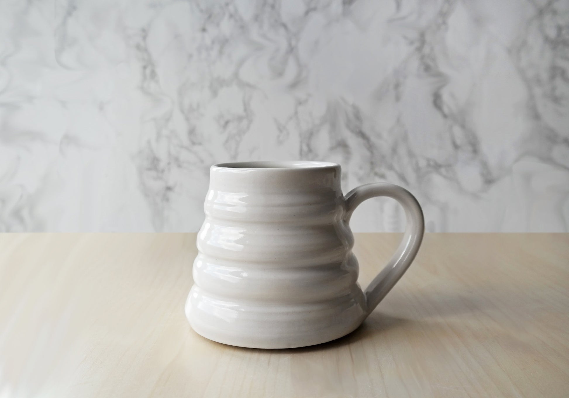 Bee Skep Pottery Mug - Dove White - Stuck in the Mud Pottery