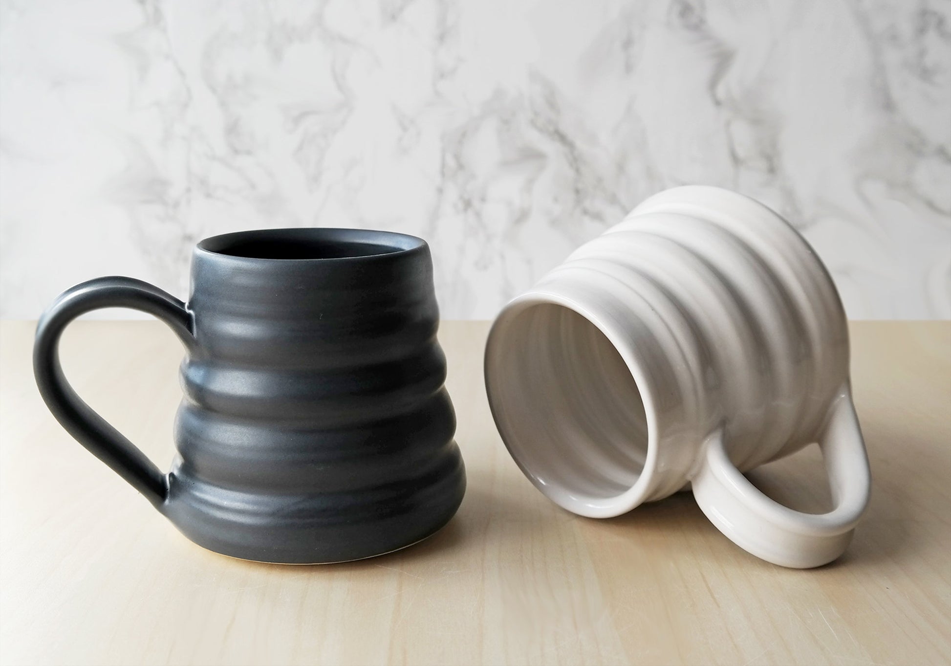 Bee Skep Pottery Mug - Dove White - Stuck in the Mud Pottery