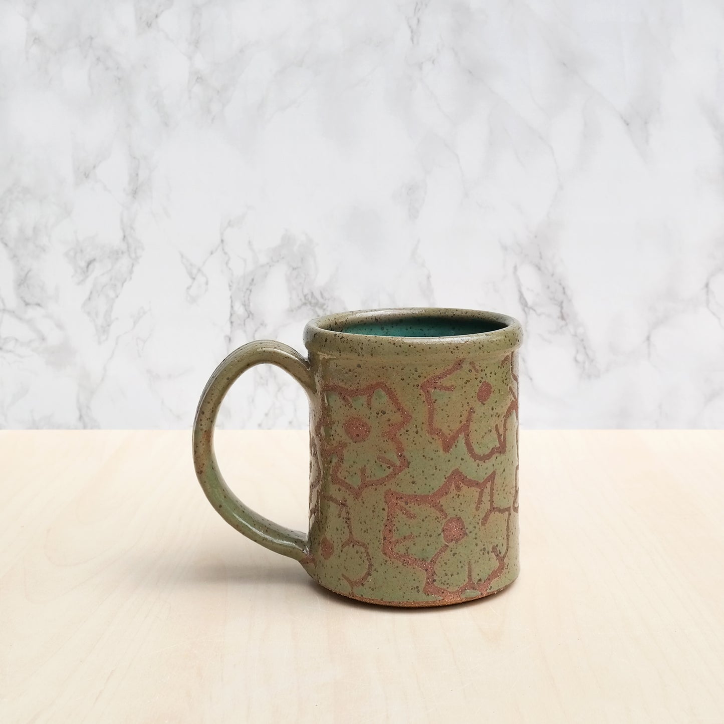 Speckled Flower Mug - Moss Green