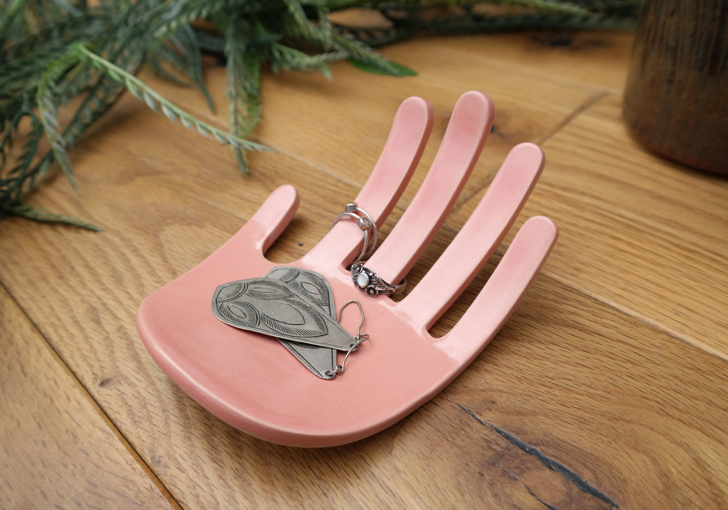 Hand Shaped Jewelry Dish - Pink Ring Tray