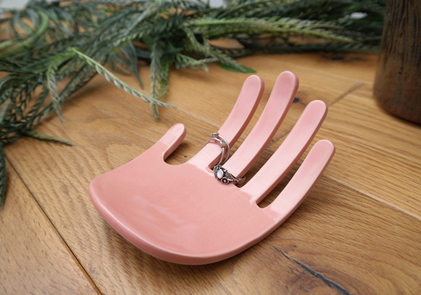 Hand Shaped Jewelry Dish - Pink Ring Tray