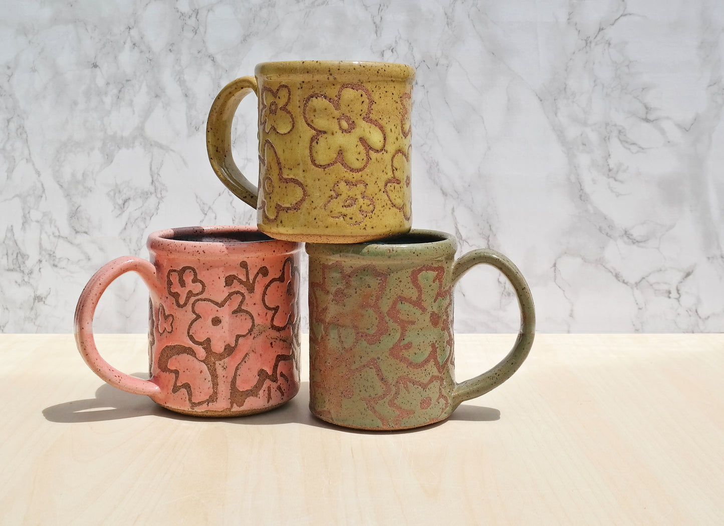 Speckled Flower Mug - Tulip Pink