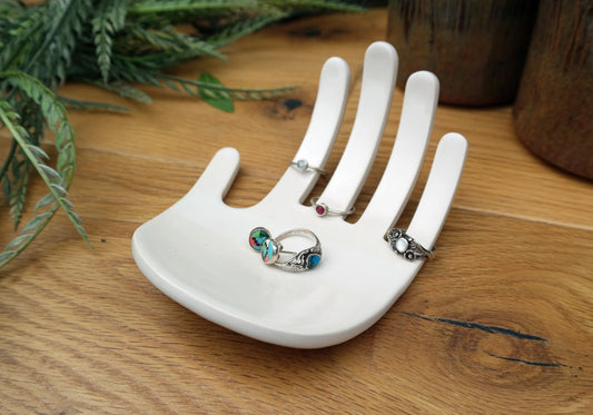 Hand Shaped Jewelry Dish - White Ring Tray