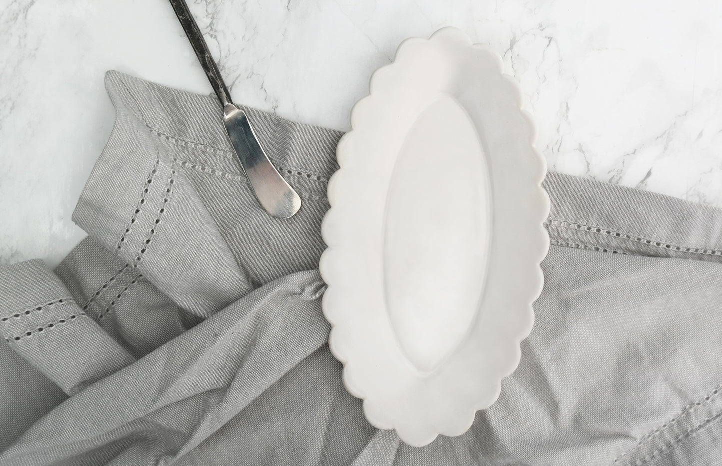 White Ceramic Scallop Tray