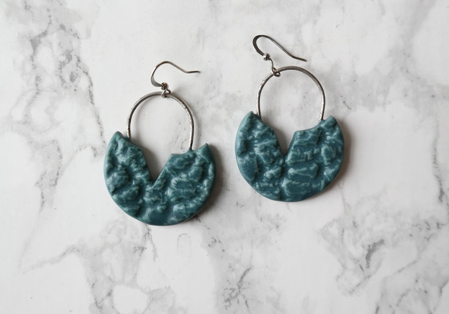 Blue Lace Ceramic Dangle Earrings