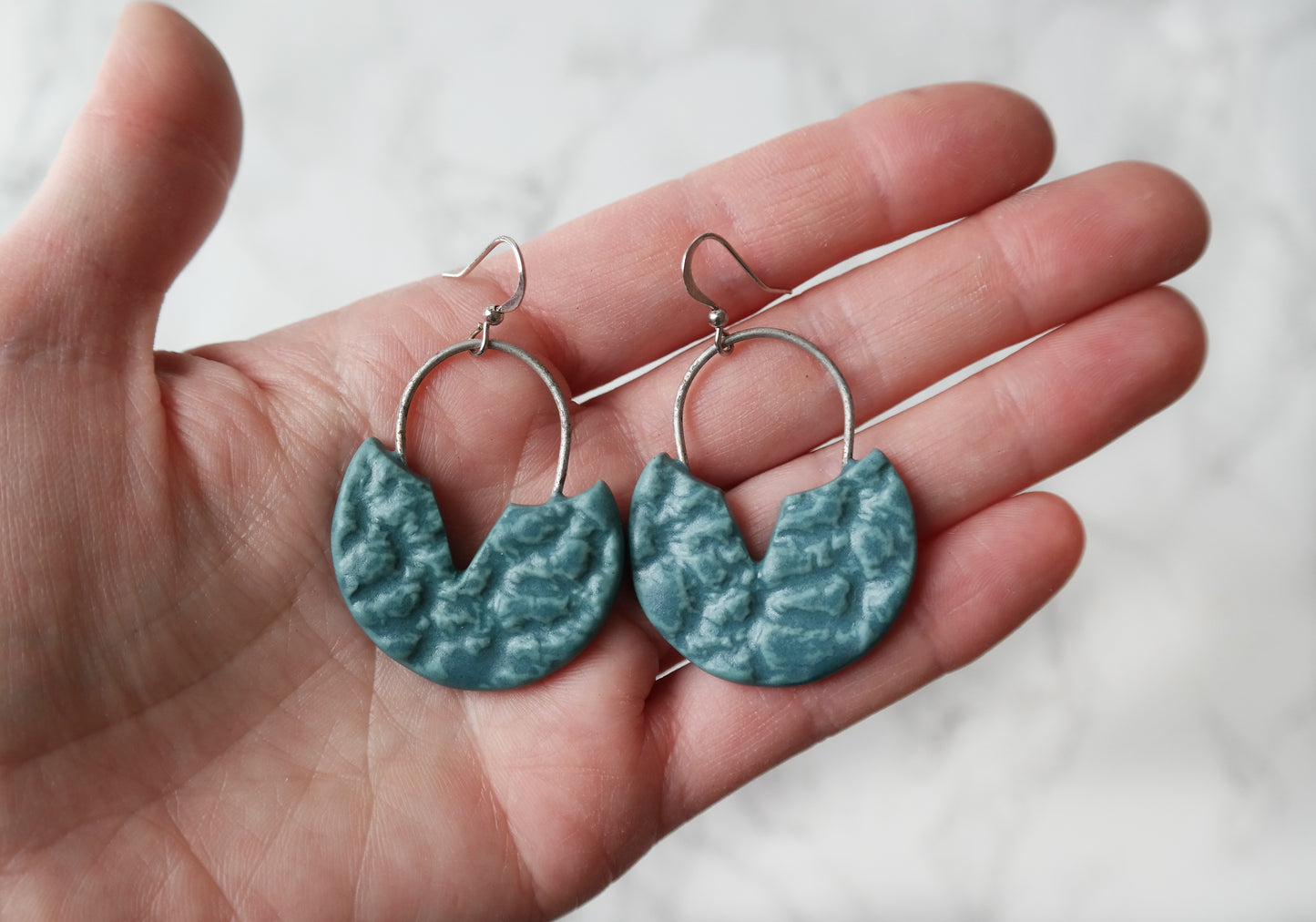 Blue Lace Ceramic Dangle Earrings