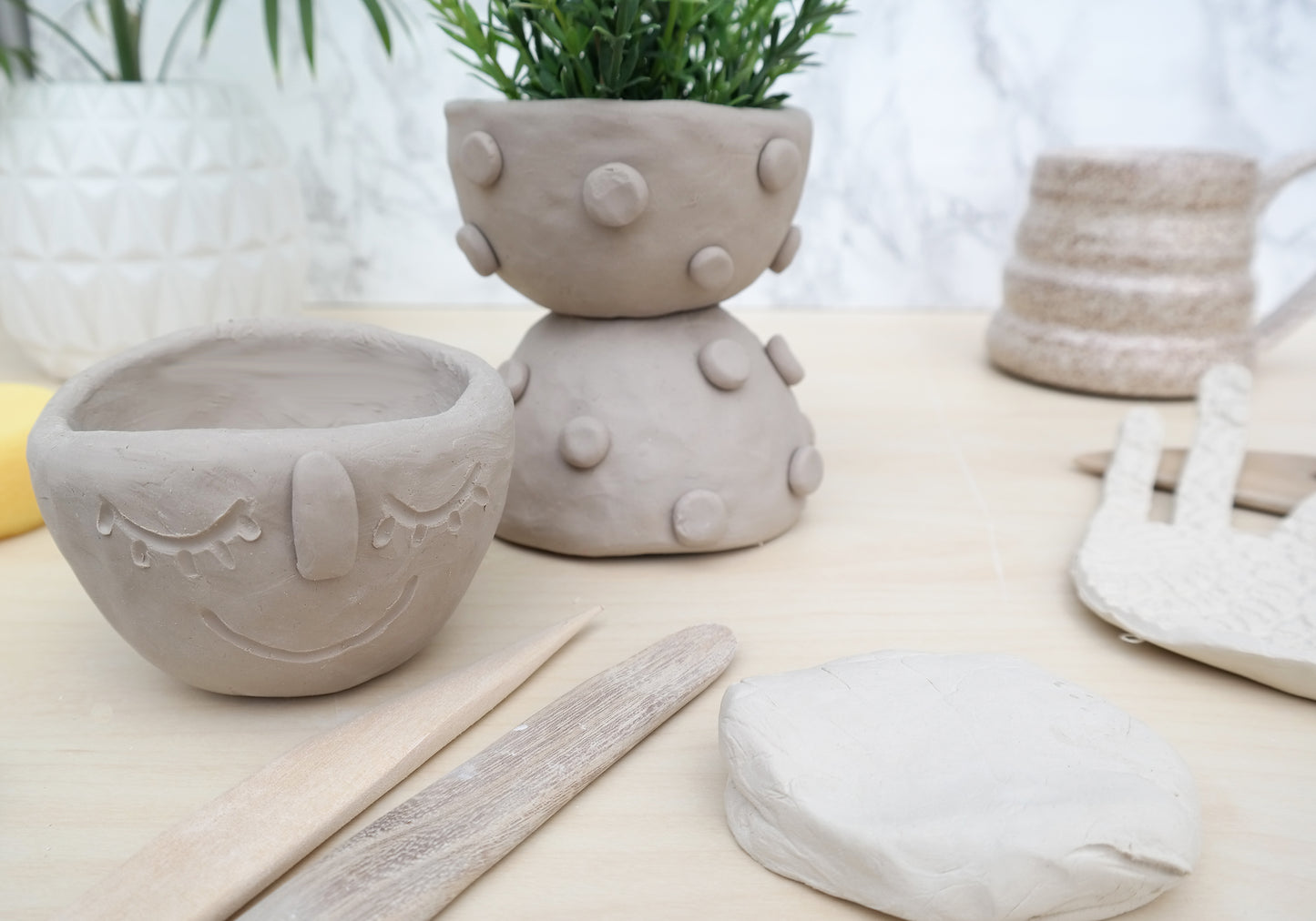 Big pottery set with air-dry-clay. Pottery at home. The big air dry clay kit  – Mesh & Cloth