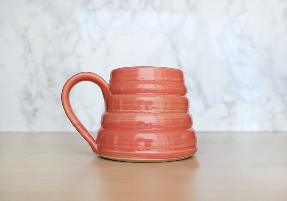 Bee Skep Pottery Mug - Tulip Pink - Stuck in the Mud Pottery