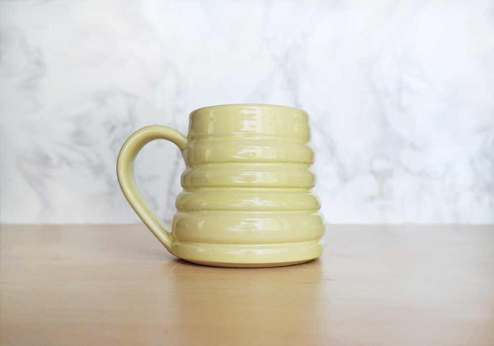 Bee Skep Pottery Mug - Dandelion Yellow - Stuck in the Mud Pottery