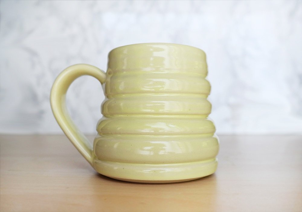 Bee Skep Pottery Mug - Dandelion Yellow - Stuck in the Mud Pottery