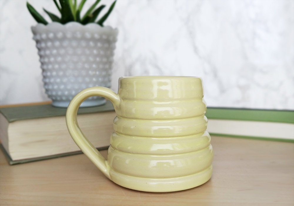 Bee Skep Pottery Mug - Dandelion Yellow - Stuck in the Mud Pottery