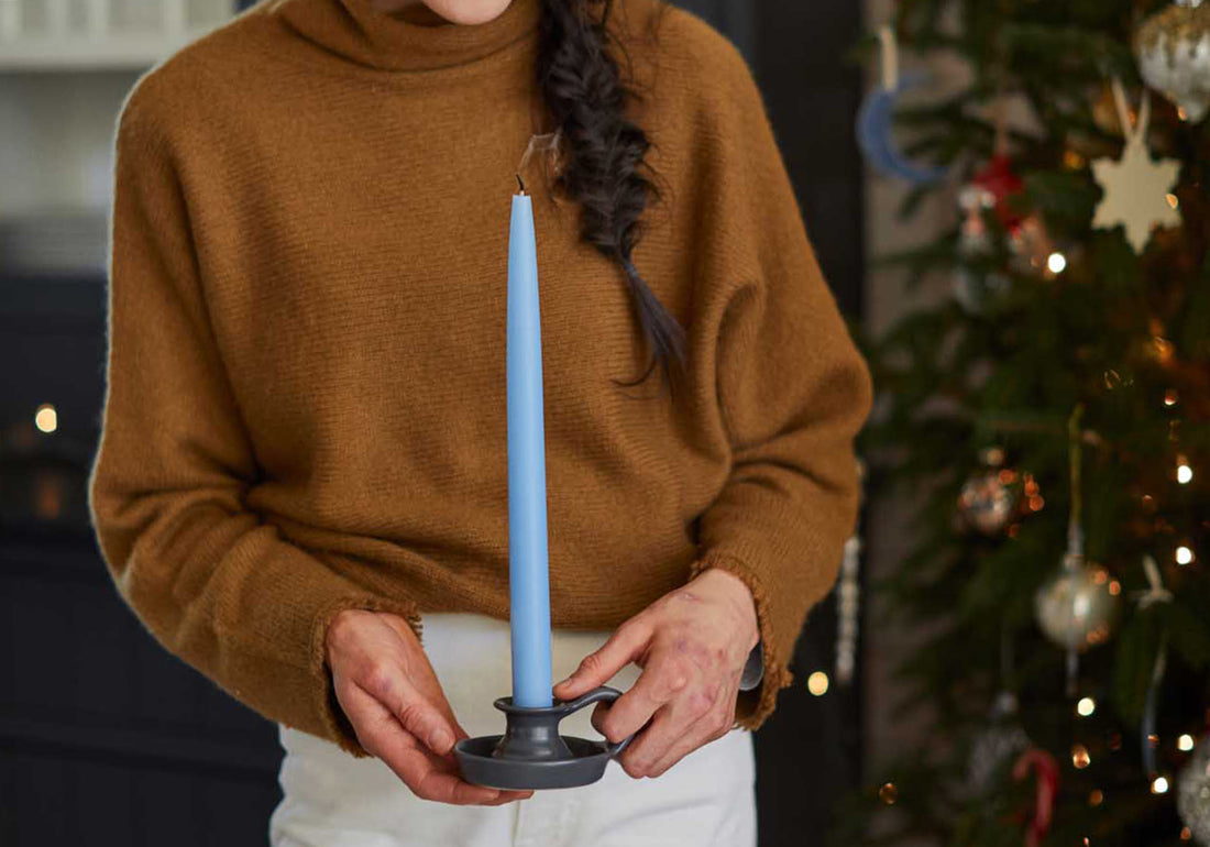 Black Ceramic Candle Holder Stuck in the Mud Pottery