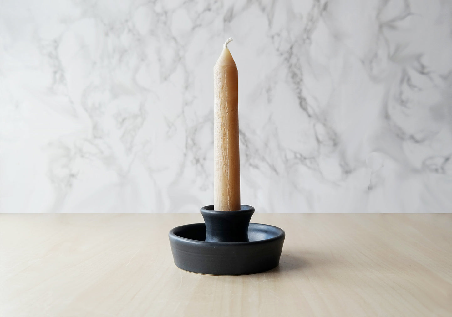 Ceramic Candle Holder - Black - Stuck in the Mud Pottery