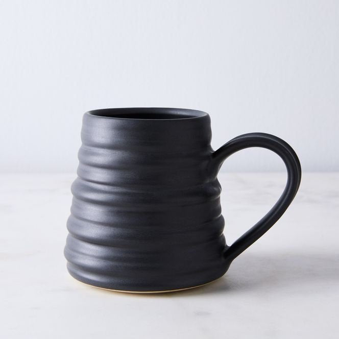 Bee Skep Pottery Mug - Raven Black - Stuck in the Mud Pottery