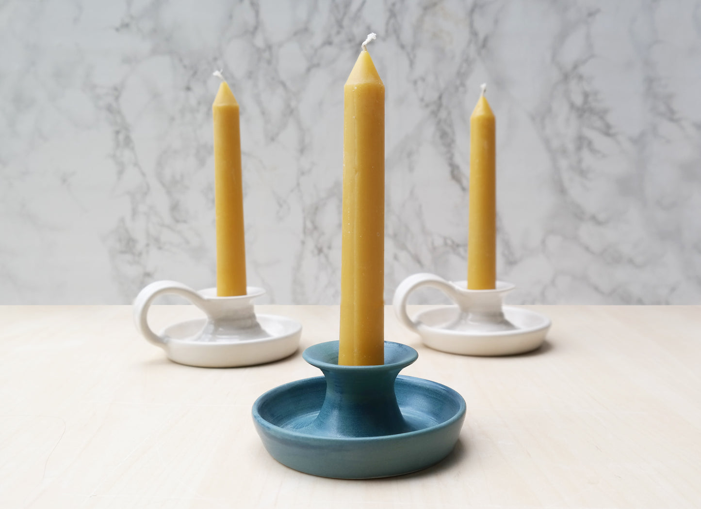 Ceramic Candle Holder - Ocean Blue Matte