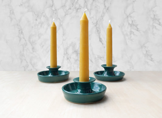 Ceramic Candle Holder - Teal Green