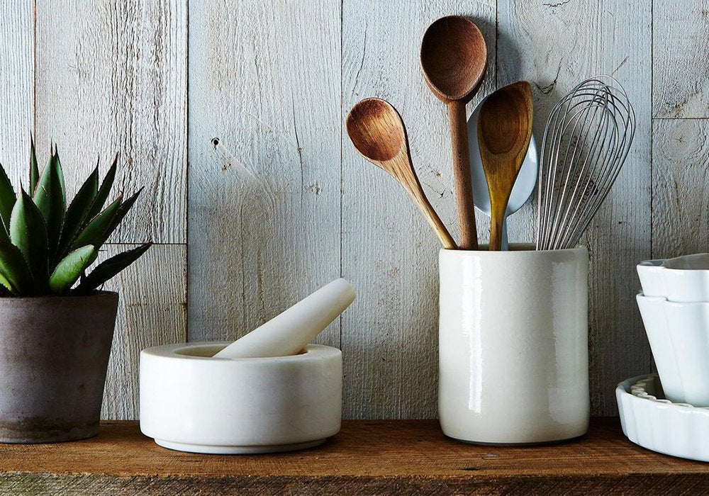 Large Ceramic Utensil Holder - White - Stuck in the Mud Pottery