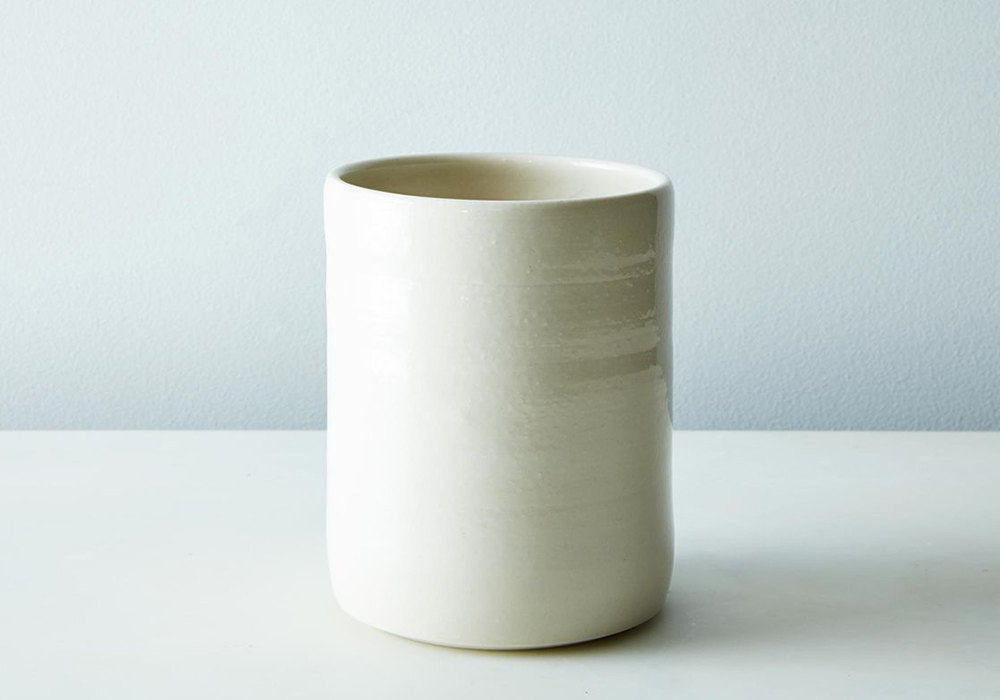 Large Ceramic Utensil Holder - White - Stuck in the Mud Pottery