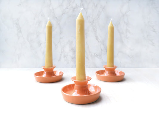 Ceramic Candle Holder - Orange Peach