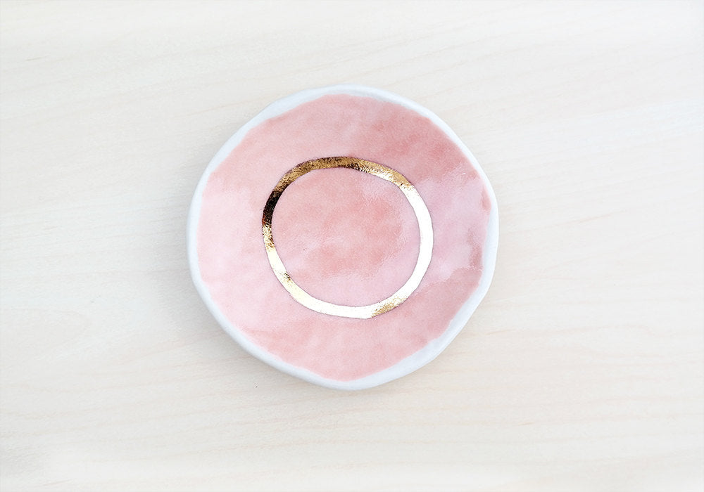 Jewelry Dish - Pink + Gold - Stuck in the Mud Pottery