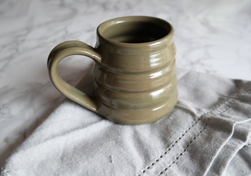 Bee Skep Pottery Mug - Moss Green - Stuck in the Mud Pottery