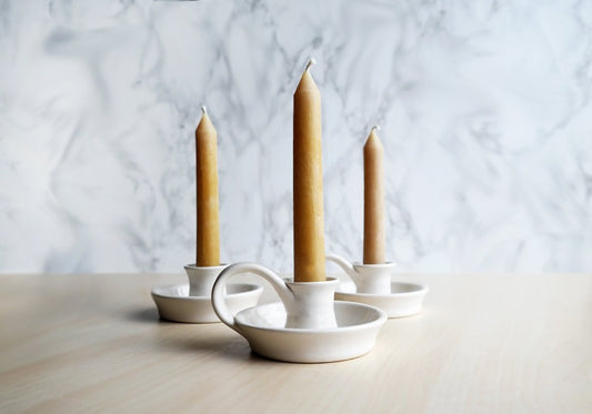 Ceramic Candle Holder - White - Stuck in the Mud Pottery