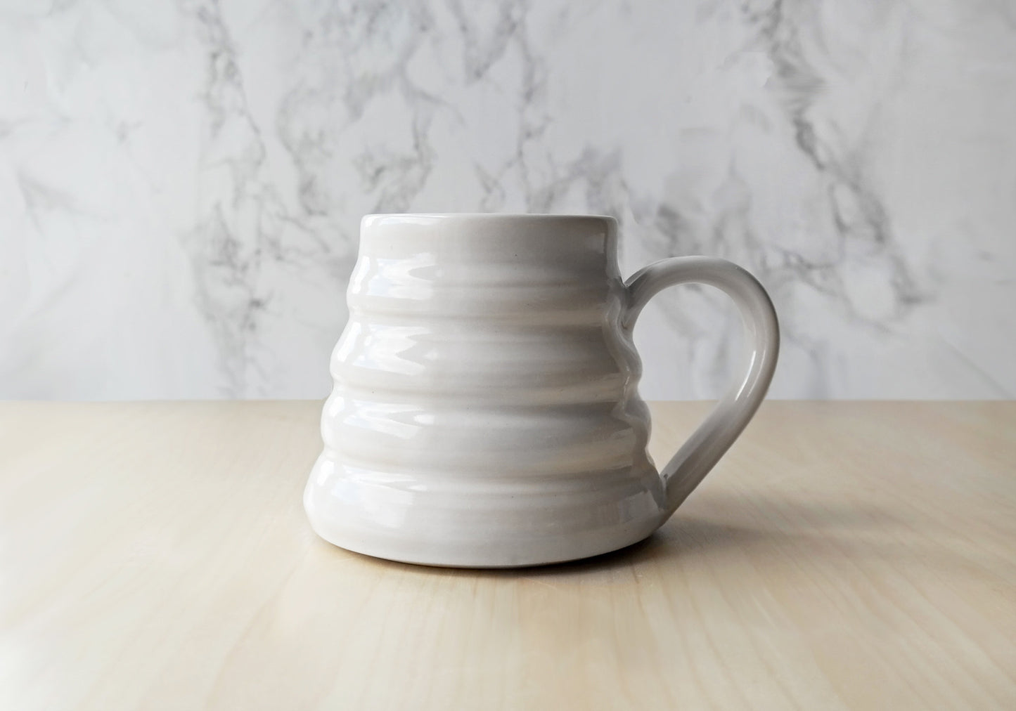 Bee Skep Pottery Mug - Dove White - Stuck in the Mud Pottery