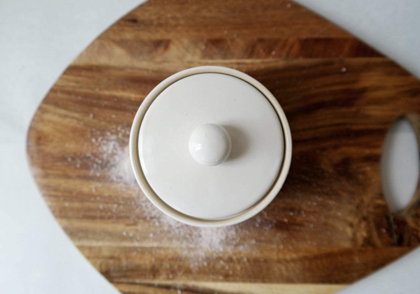 White Ceramic Salt Cellar with Lid