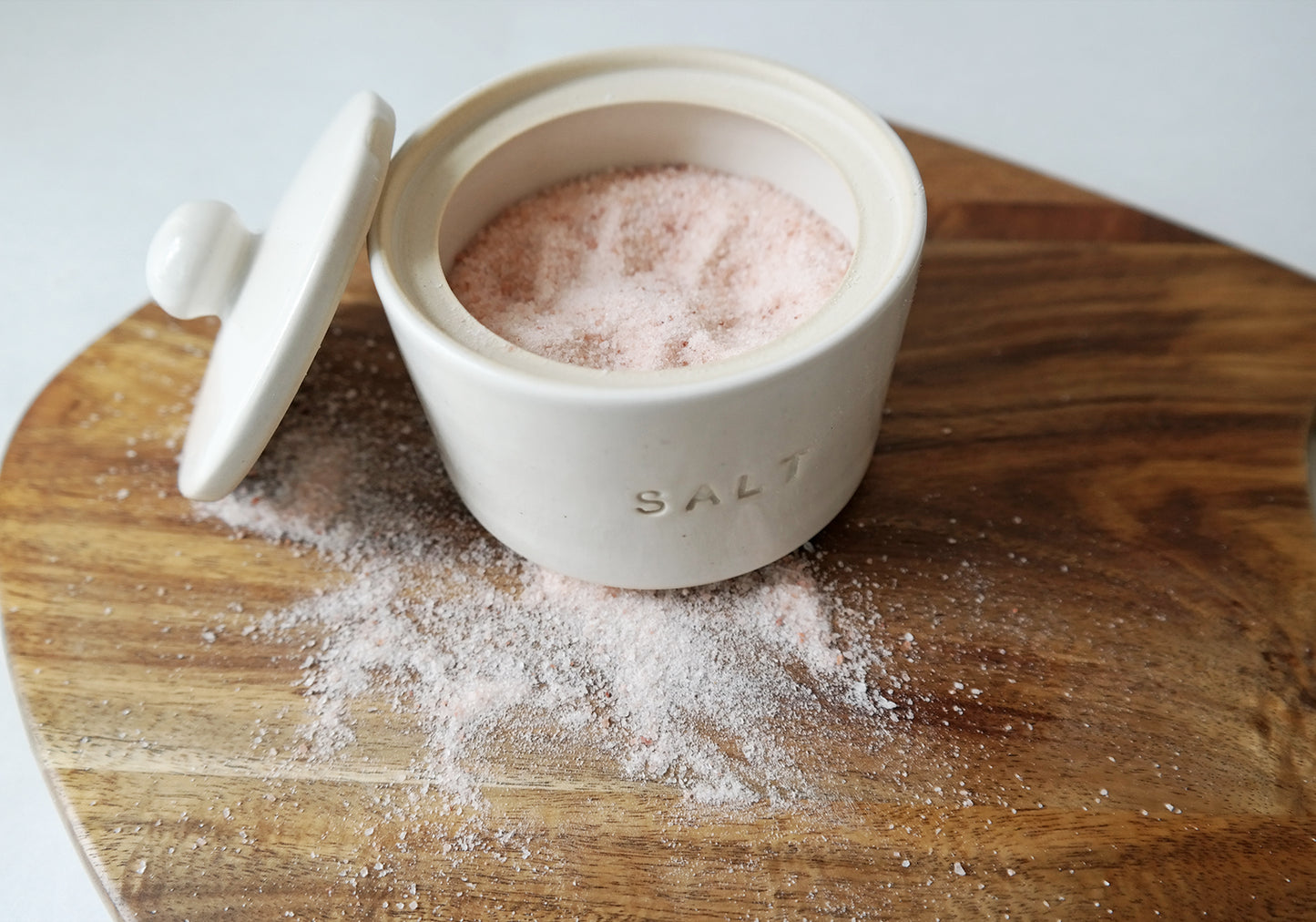 White Ceramic Salt Cellar with Lid