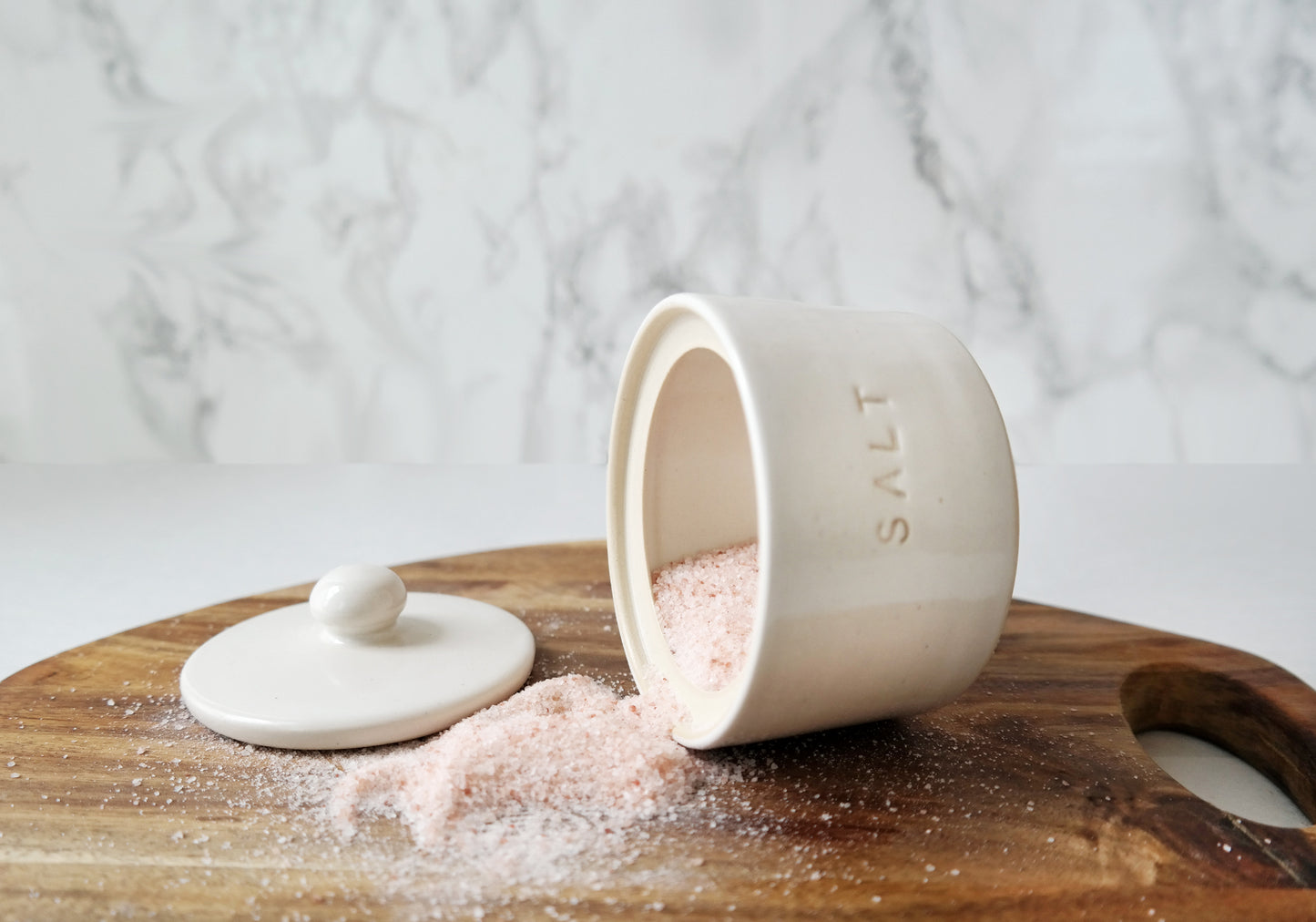 White Ceramic Salt Cellar with Lid